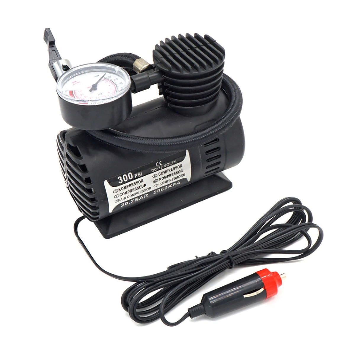 Air Compressor Pump with Nozzle Adaptors for DC Outlet/Cigarette Lighter
