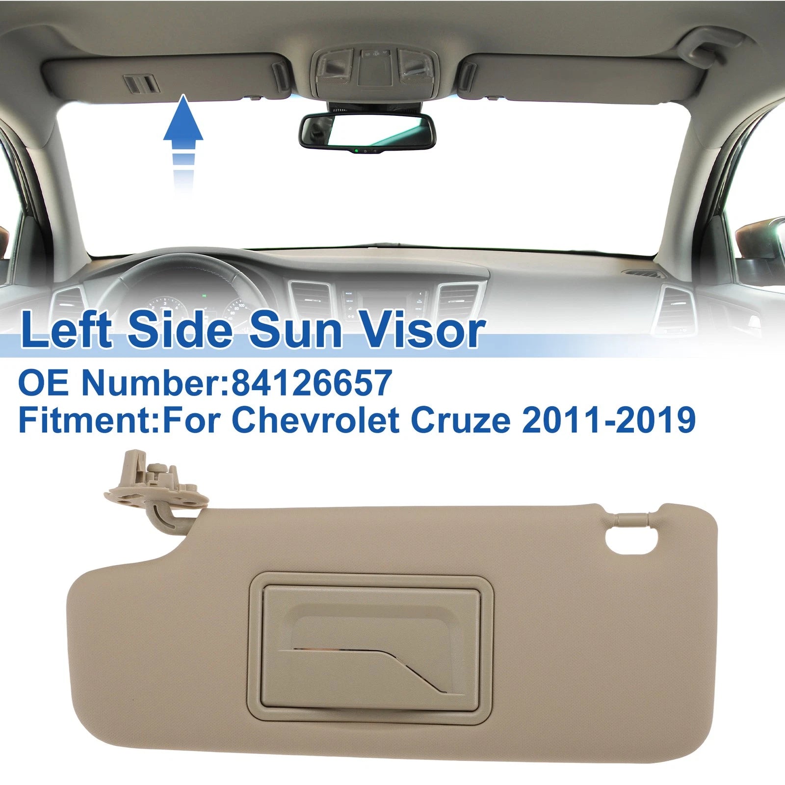 Left Side Sun Visor Replacement for Chevrolet Cruze (2011–2019) Beige