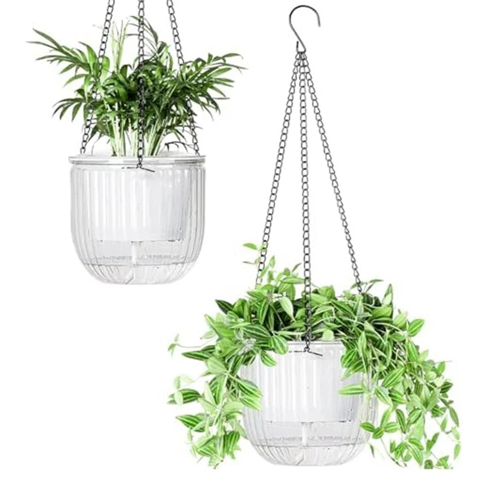 Hanging Flower Basket with Self Watering Mechanism for Gardeners