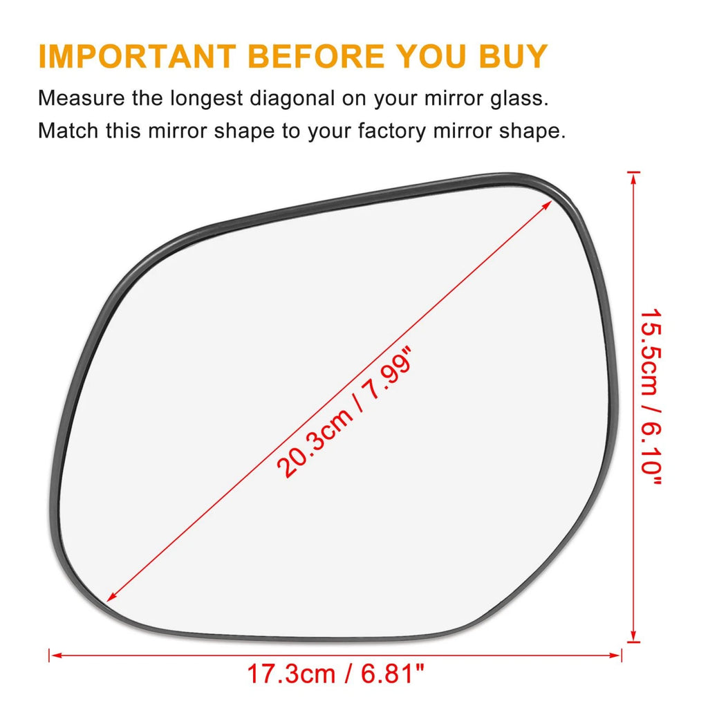 Left Side Heated Mirror Glass with Backing Plate for Mitsubishi Outlander (2014–2023)