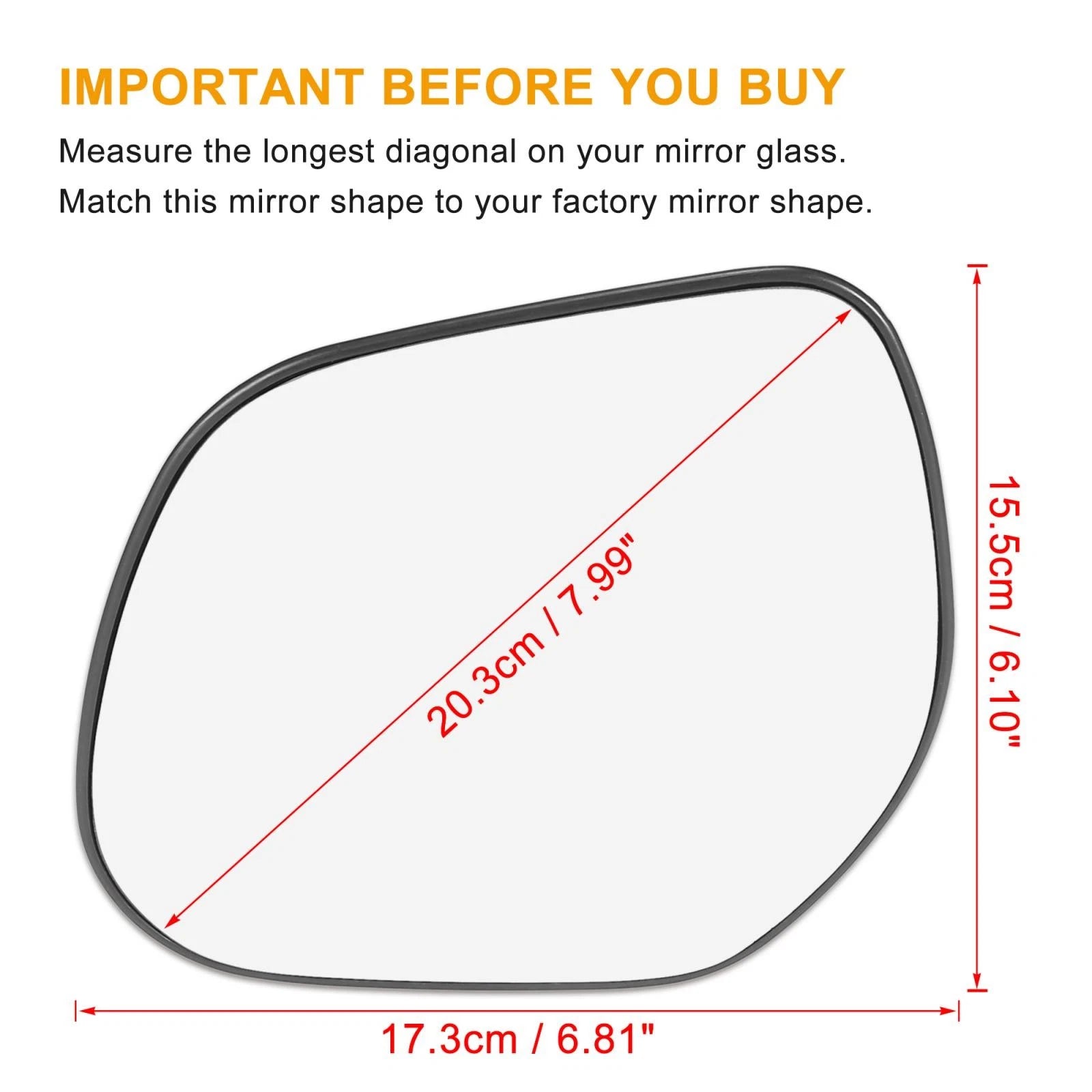 Left Side Heated Mirror Glass with Backing Plate for Mitsubishi Outlander (2014–2023)