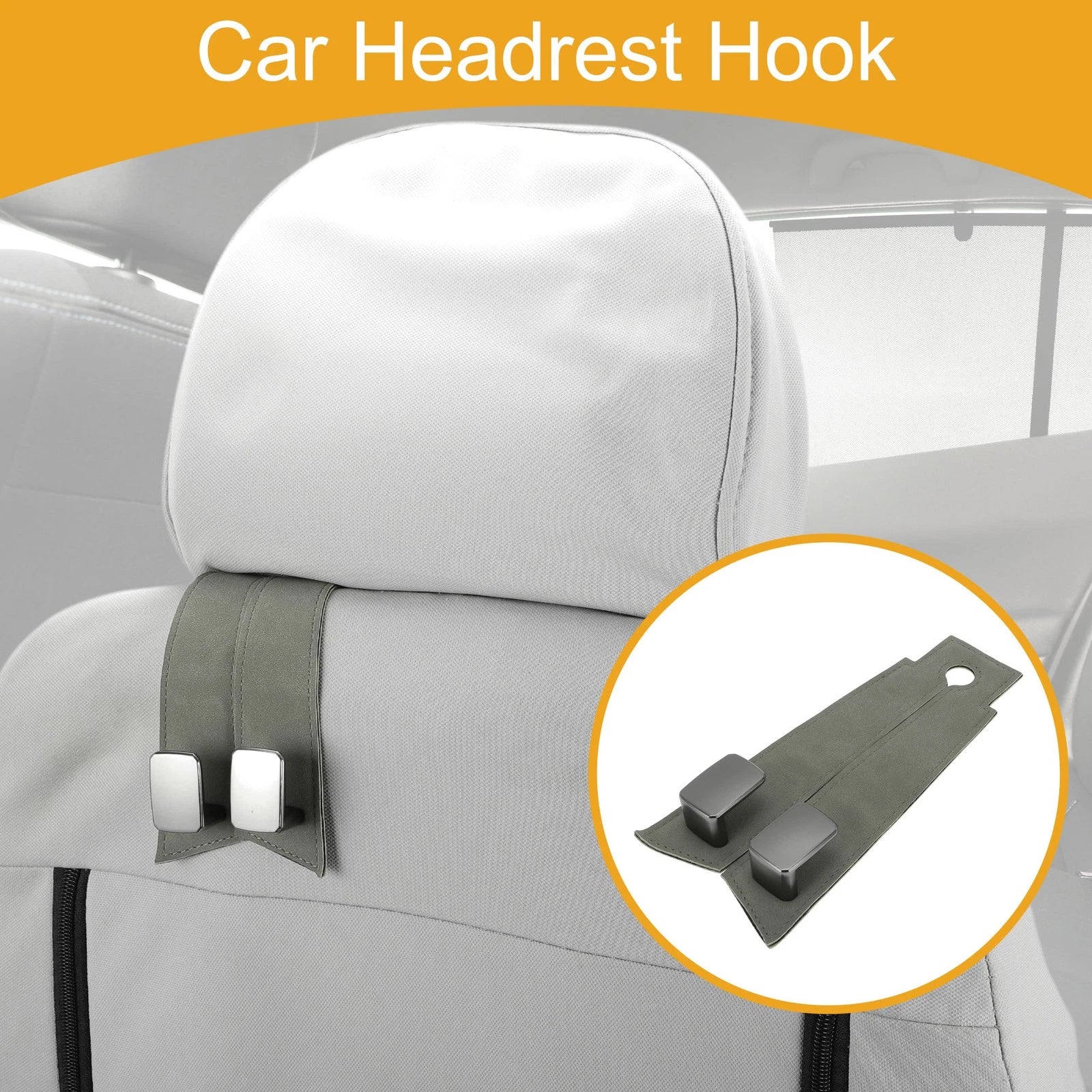 1 Pcs Universal Car Seat Headrest Hook for Hanging Purses Gray 6.89"x2.99"