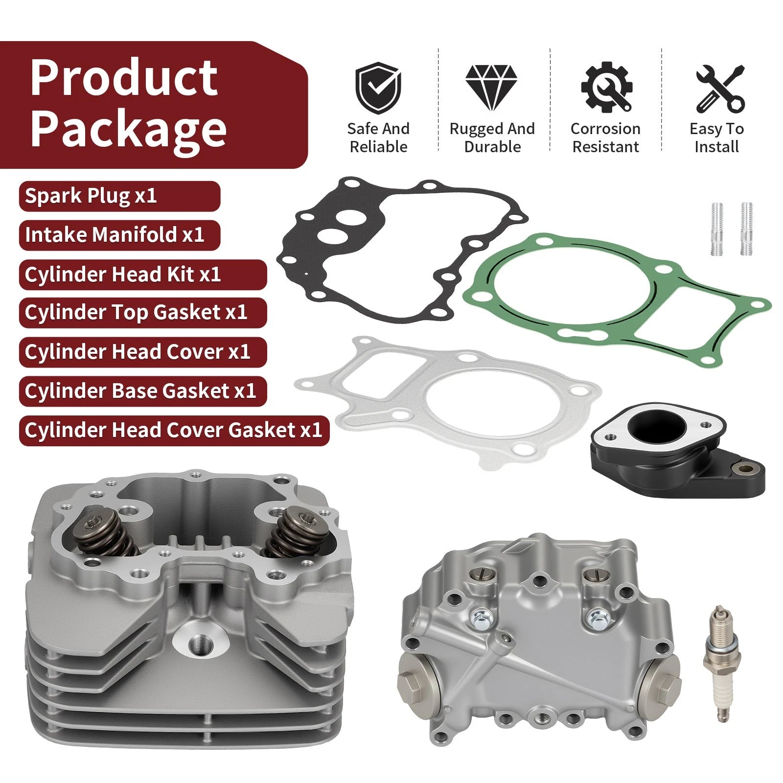 Cylinder Head w/ Cover Kit for Honda Sportrax 250 TRX250EX (2003–2008)