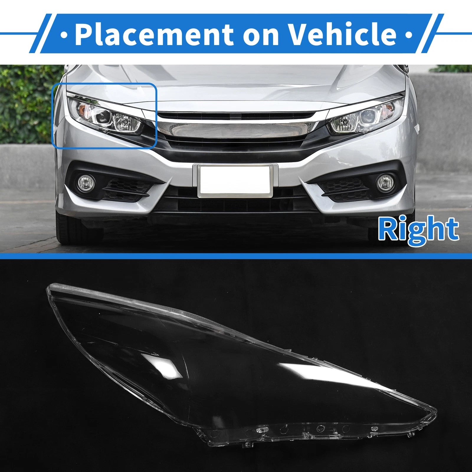 Headlight Lens Cover Front Right Replacement for Hyundai Sonata (2011–2014)