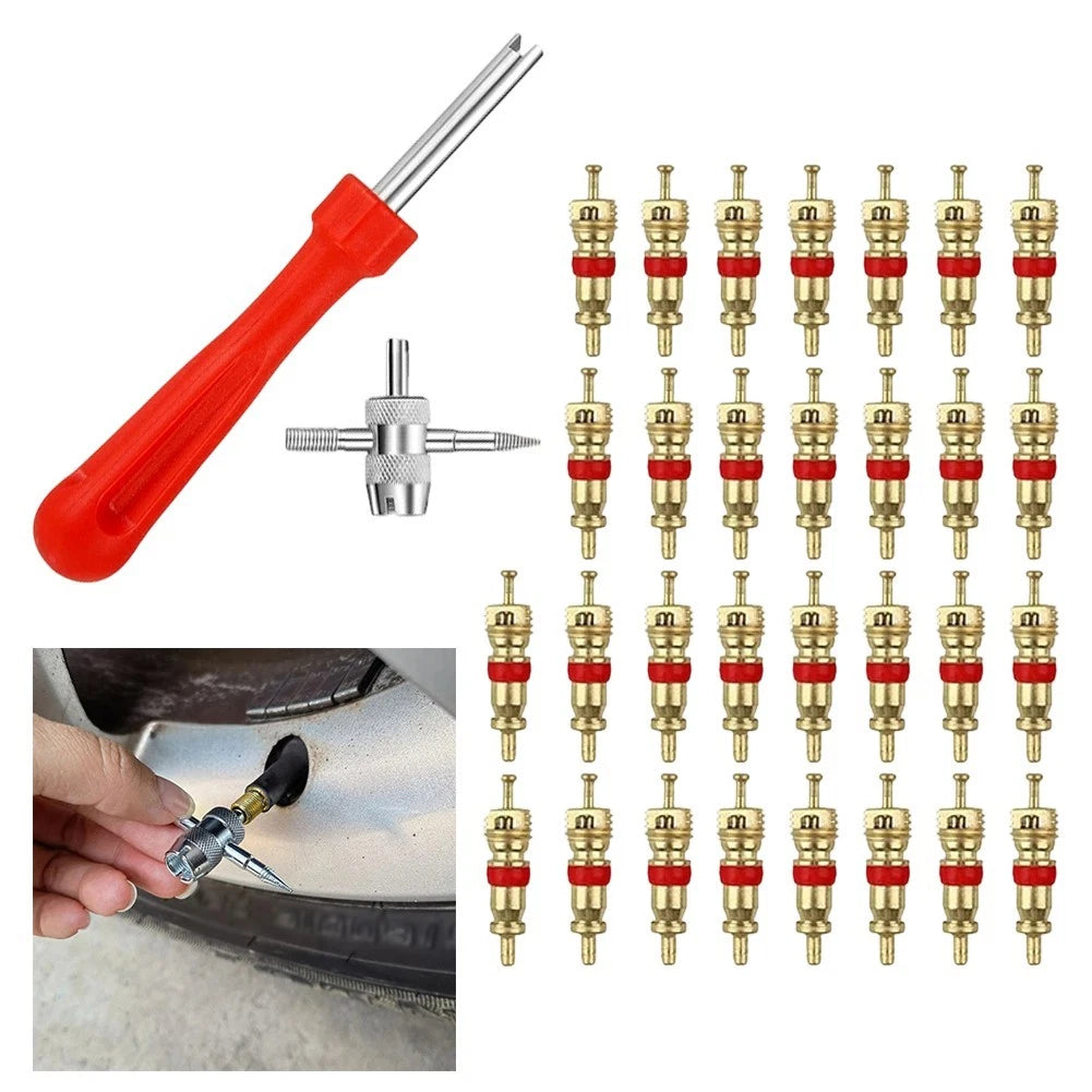 32 Piece Tire Valve Core Tool for Quick Tire Valve Stem Maintenance