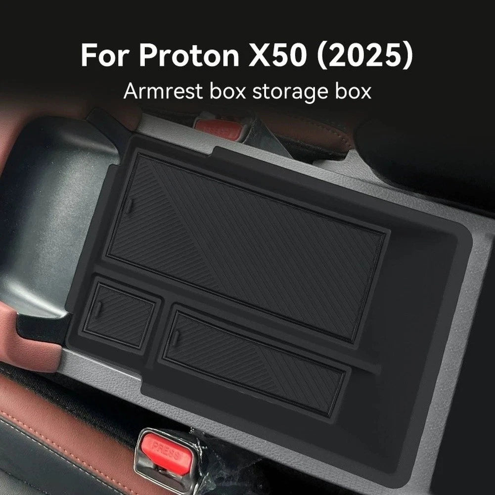 Storage Organizer for Proton X50 (2025) Armrest ABS PVC Easy Clean Black