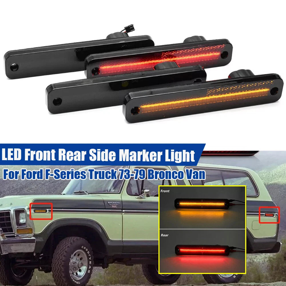 Smoked Side Marker Light Lamps for Ford F-Series Truck Bronco Van (1973–1979)
