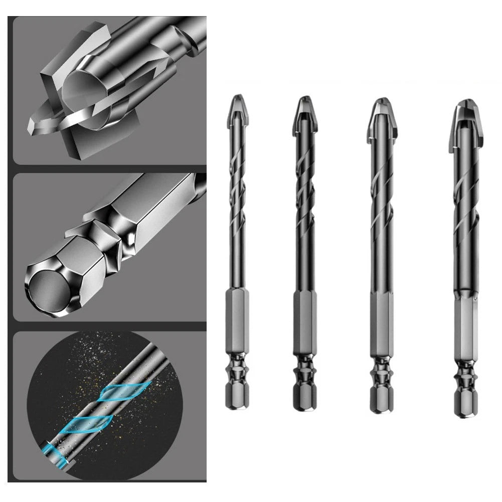 NineFlute Drill Bit for Tile and Glass with Hex Shank Triangle Shape