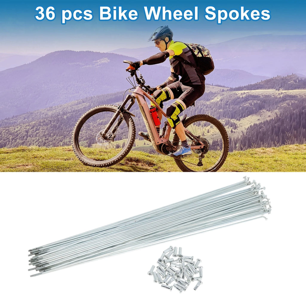 Bike Wheel Spokes Front Rear Replacement Set Galvanized Carbon Steel (287mm) for 36pc