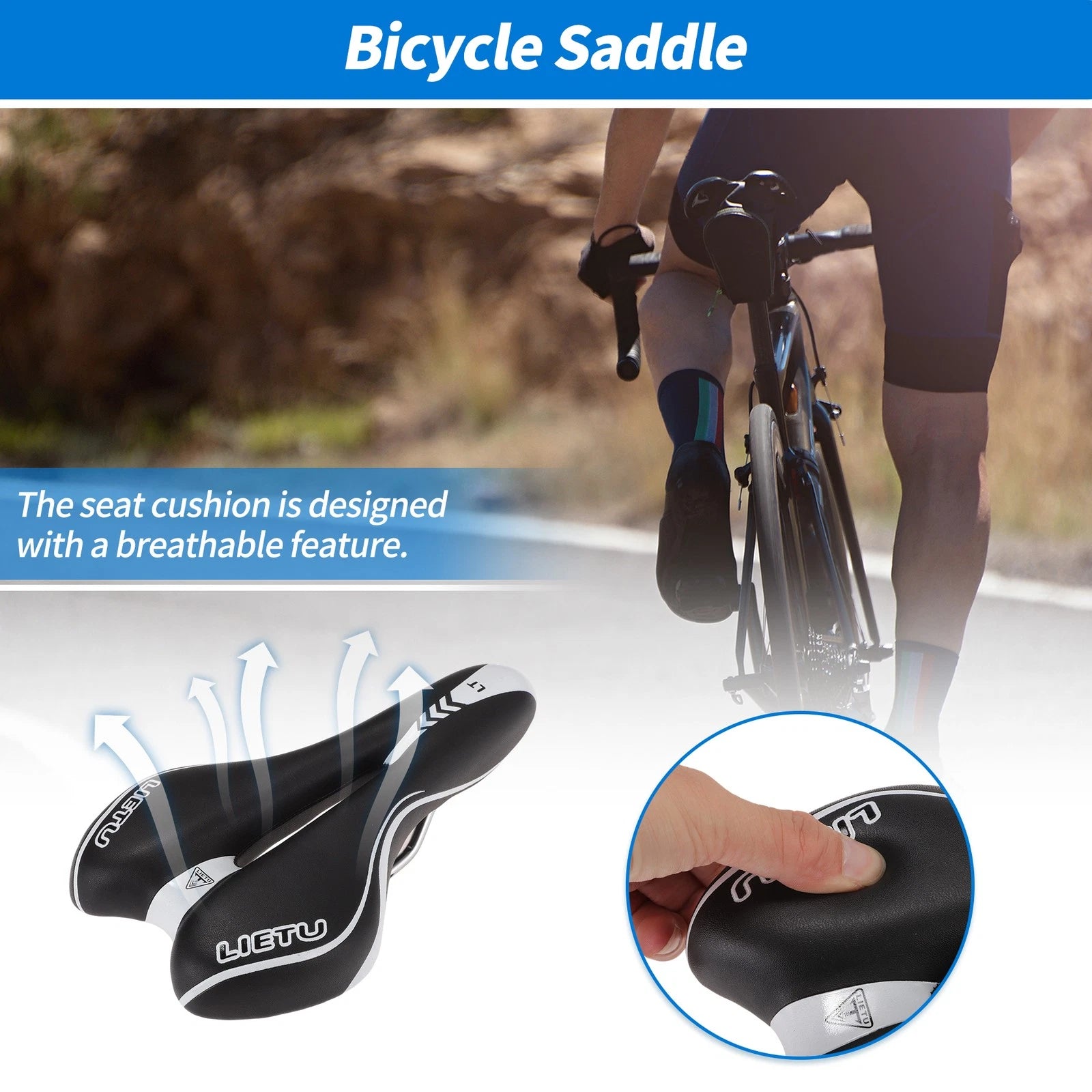 Bike Seat Cushion for Bicycle (Black & White)