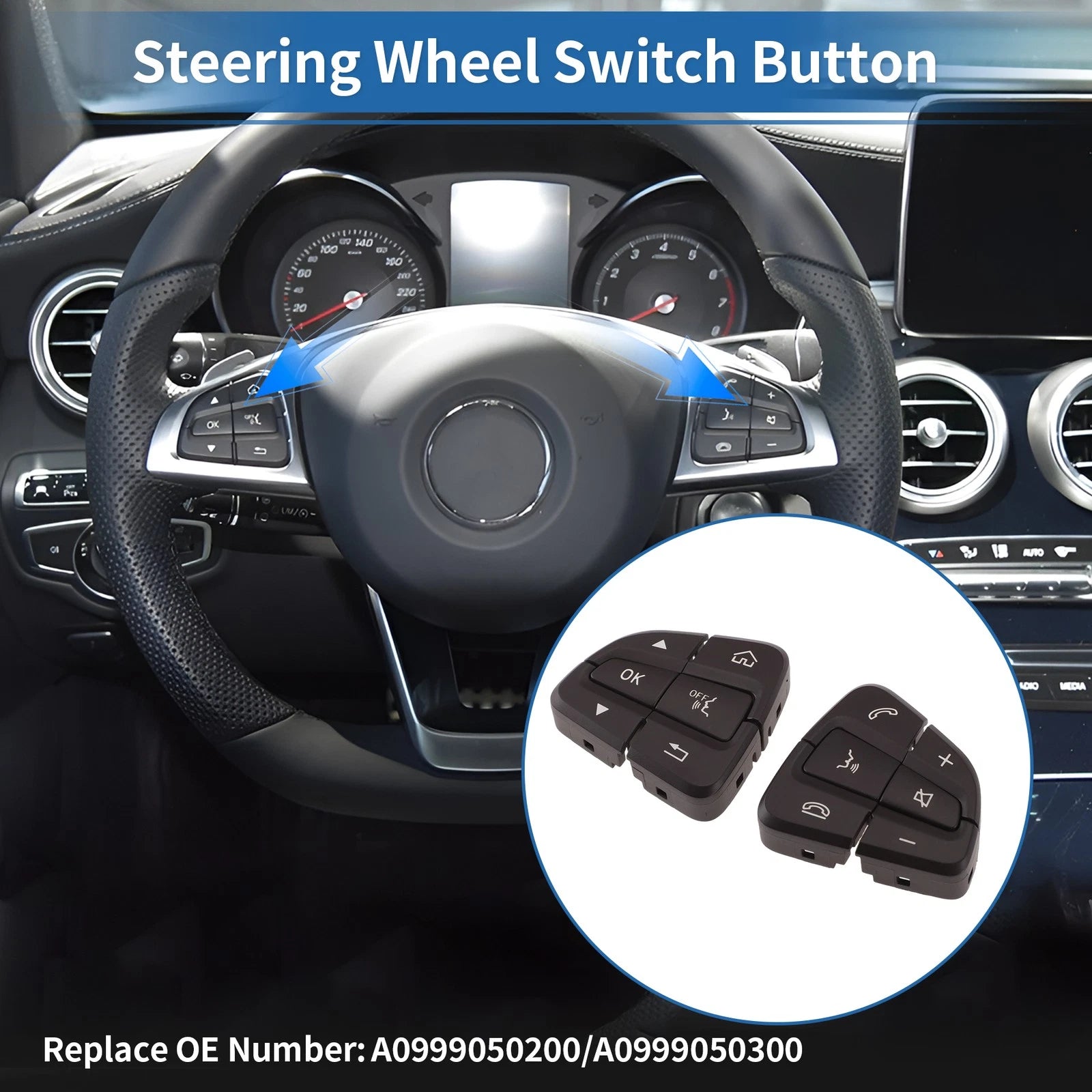 Steering Wheel Buttons for Mercedes-Benz C250 2016–2018 Left Right OEM