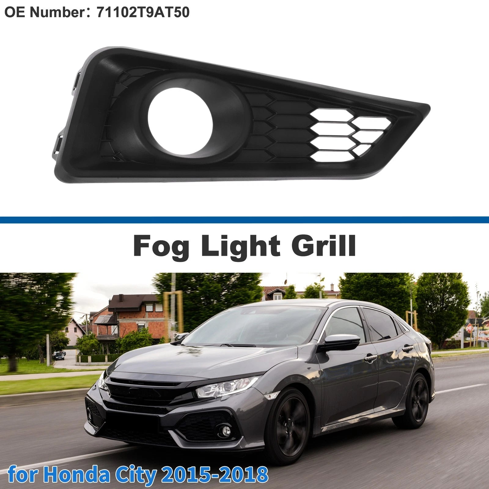 Front Right Fog Light Grill Replacement for Honda City (2015–2018)