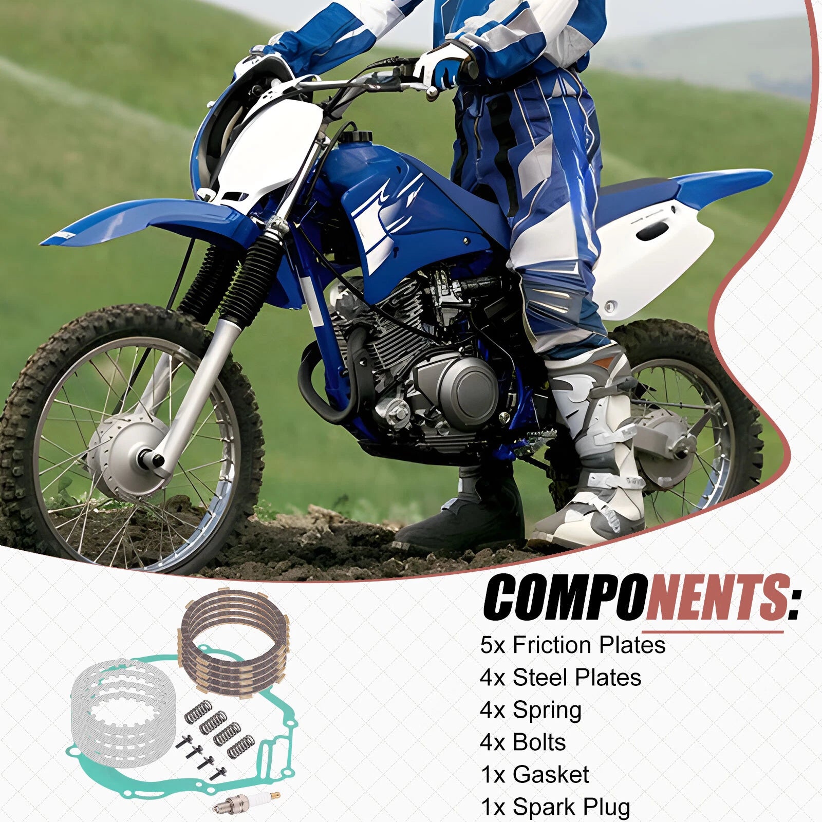 Heavy Duty Clutch Kit w/Gasket for Yamaha TTR125 (2000–2023)