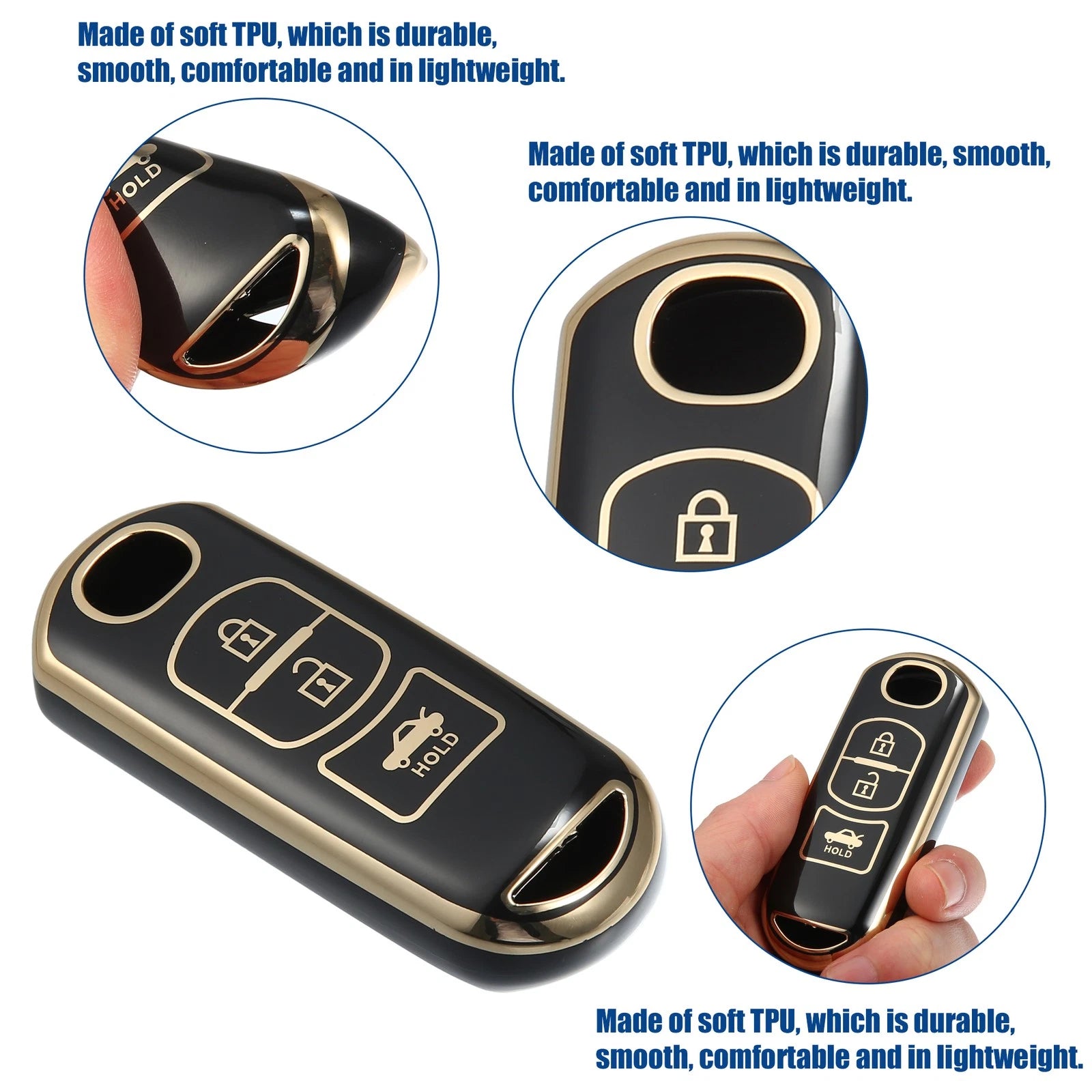 3 Button Keyless Entry Remote Cover TPU Replacement for Mazda 2 3 6 CX3 (2011–2022)