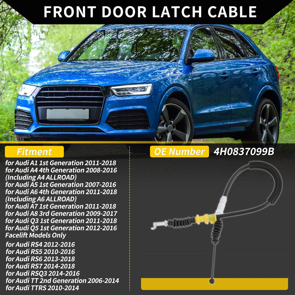 Door Release Cable Bowden Handle for Audi A1 A4 A5 A6 A7 A8 Q3 TT (2011–2018)