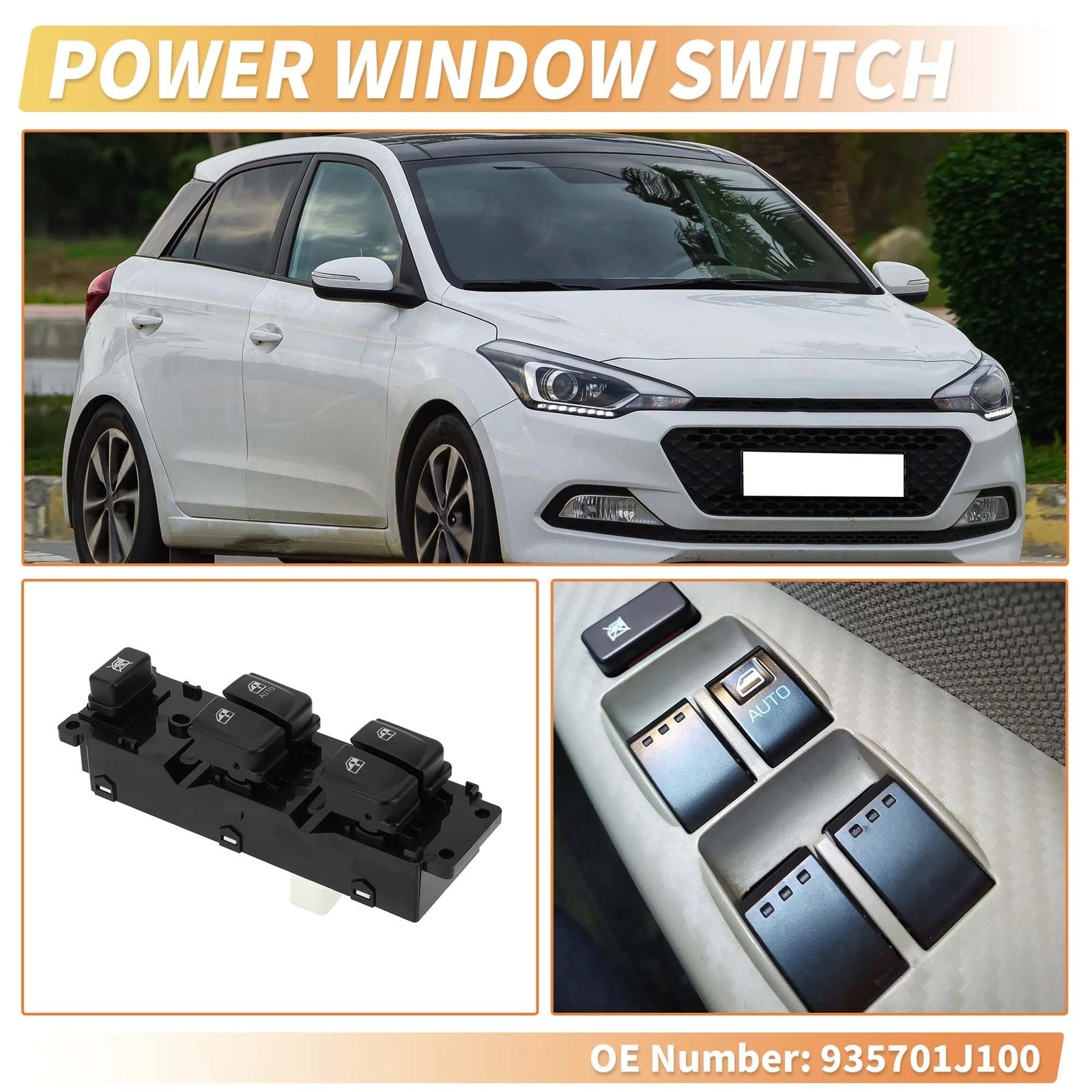 Front Right Power Window Switch for Hyundai i20 (2008–2013) No. 935701J100