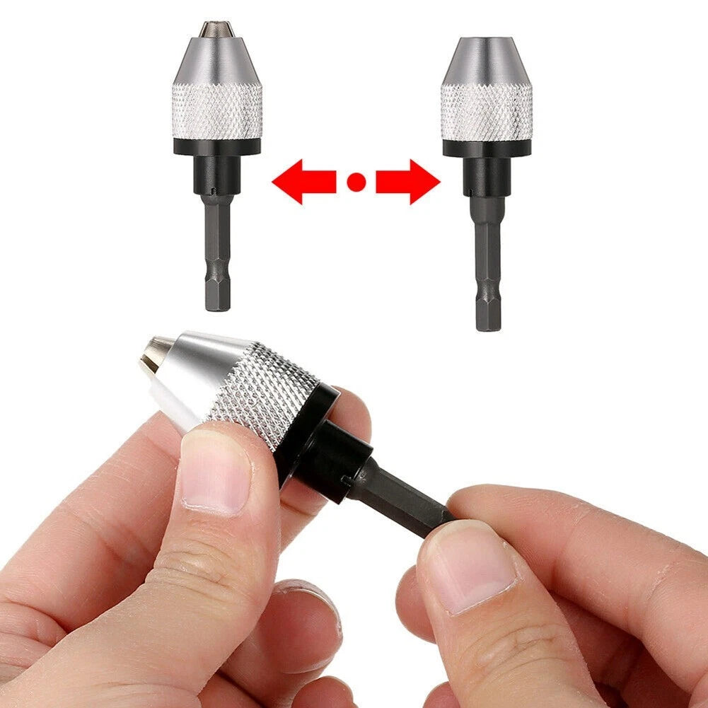 Keyless Drill Bit Chuck Adapter for Driver (0.3-6.5mm, 1/4" Hex Shank)
