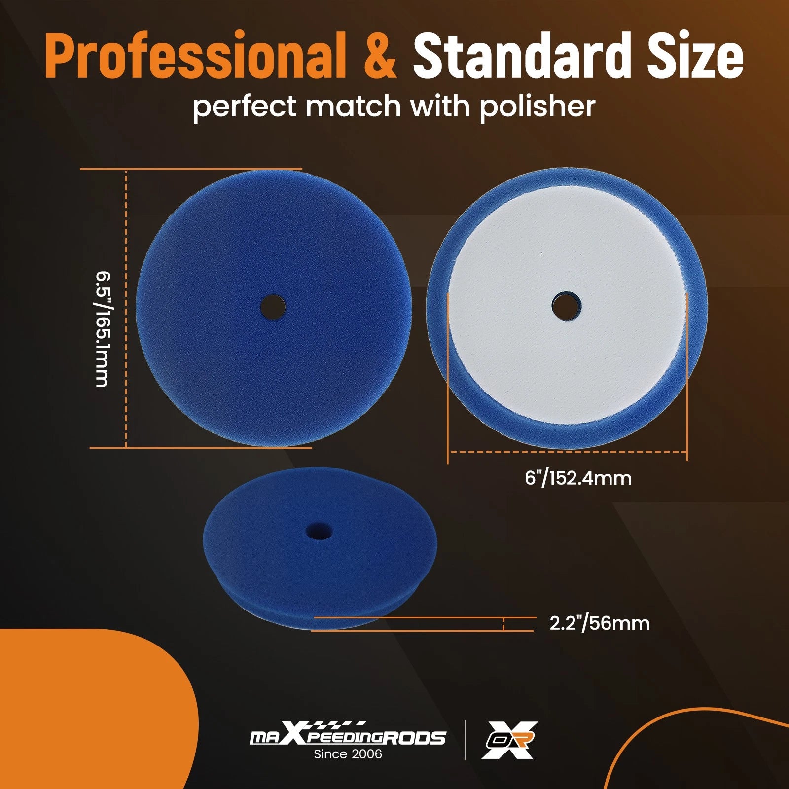 2pc Fine Foam Polish Pads 6.5" for Car Detail Buffer Tool