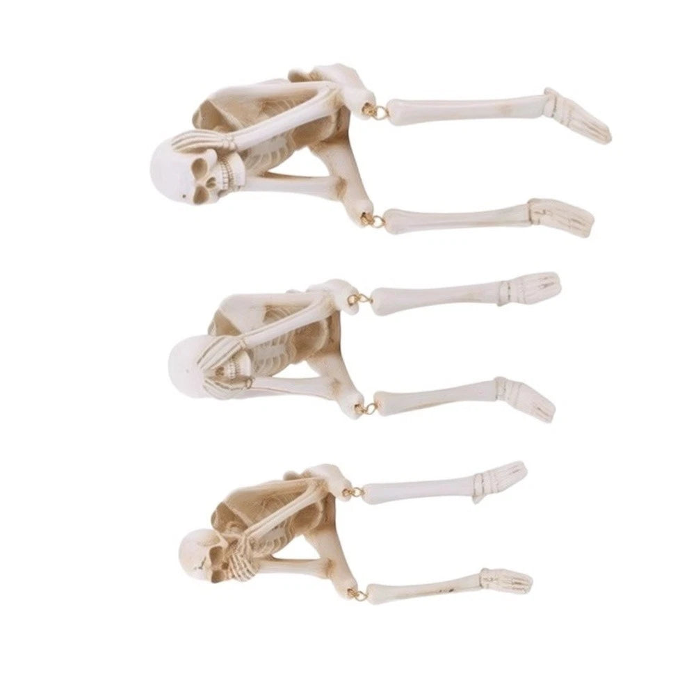 Classic Three Monkeys Motif Skeleton Resin Decoration for Halloween