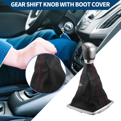 6 Speed Shift Knob with Dust Cover for Ford Focus Faux Leather Black (2012–2018)