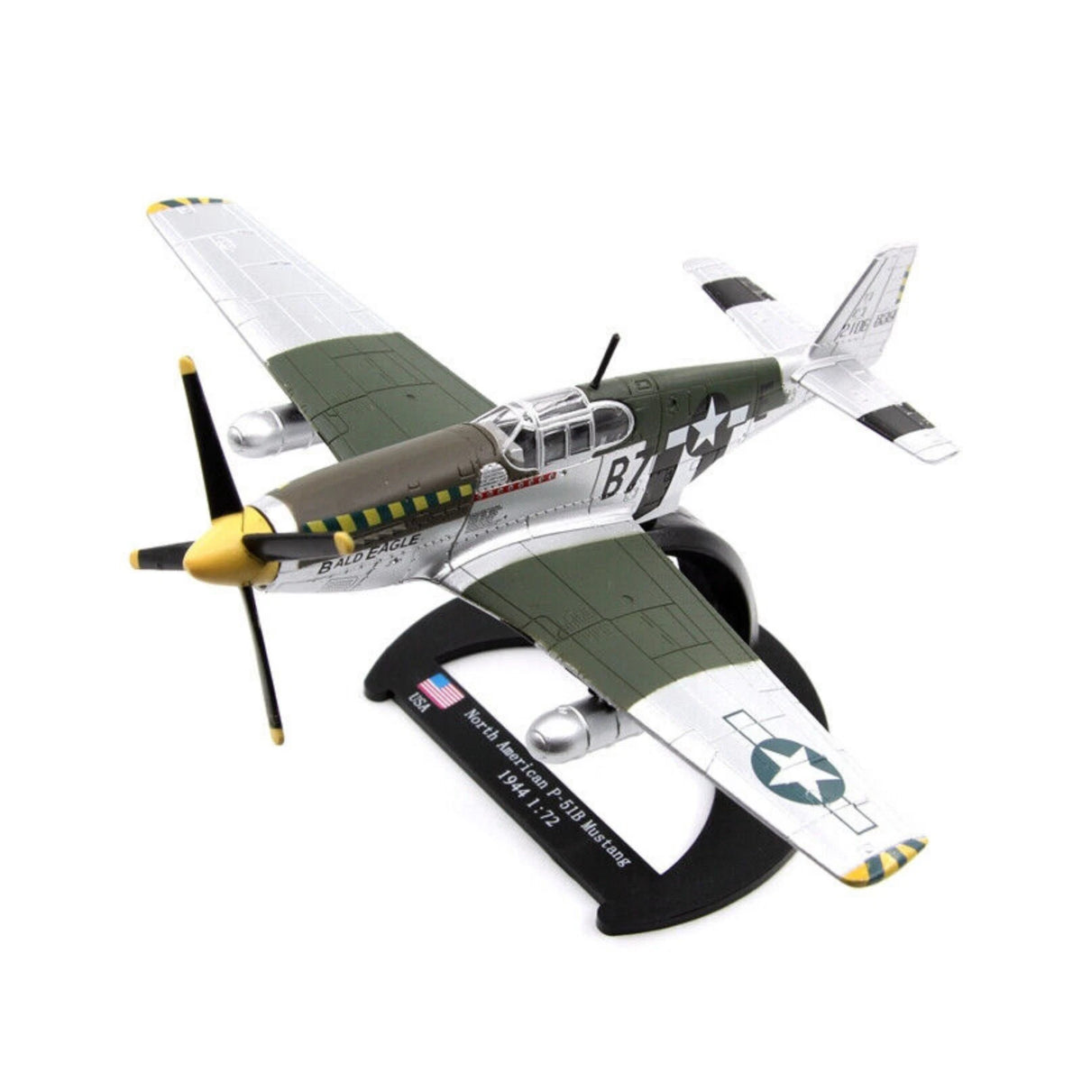 P-51B Mustang Fighter Model 1/72 Diecast with Stand (WWII)
