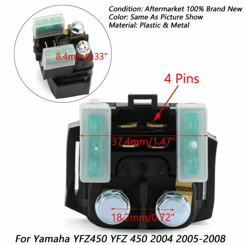 Starter Relay Solenoid Switch for Yamaha YFZ450 (2004–2008)