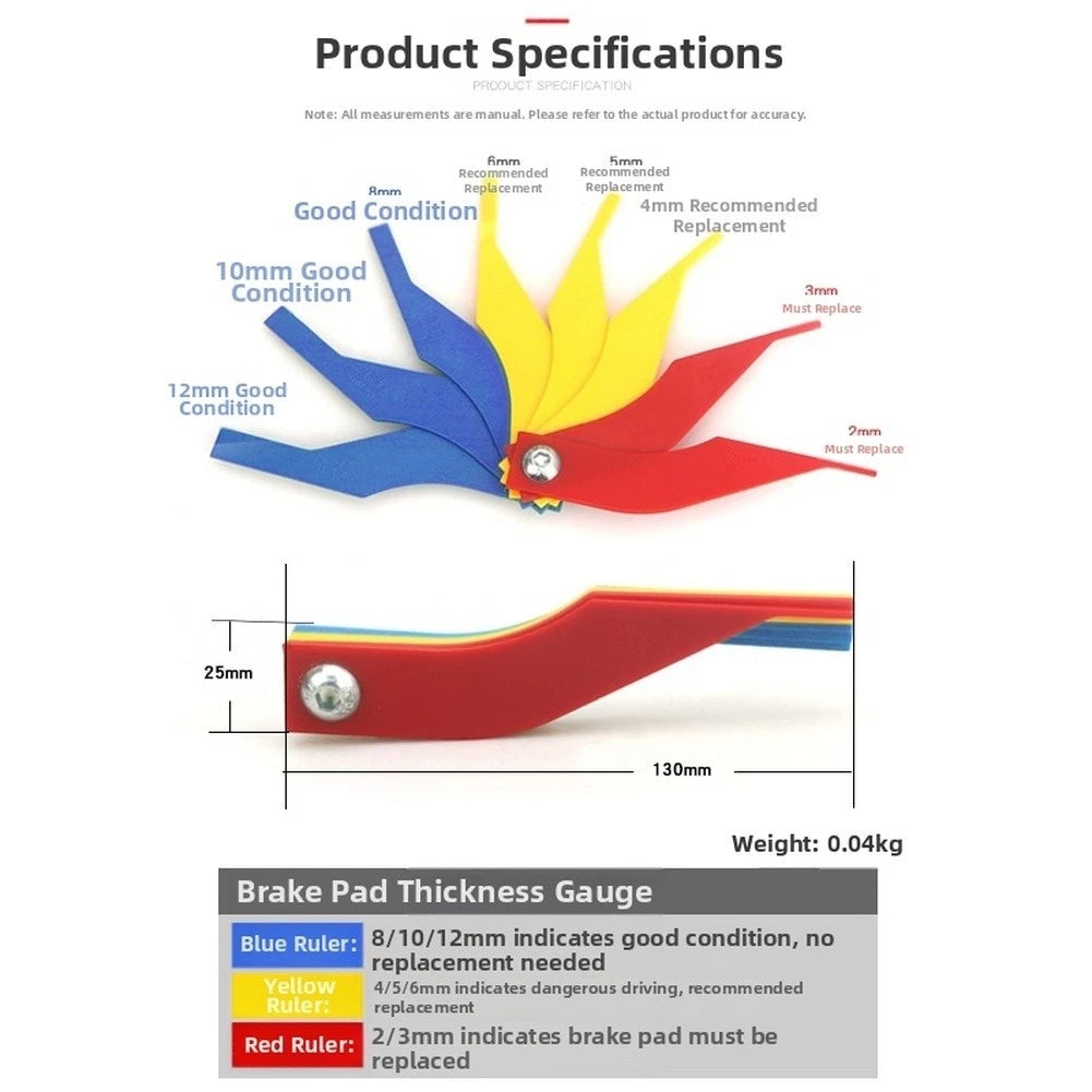 Compact For Car Brake Pad Thickness Gauge with Clear Measurement Scale