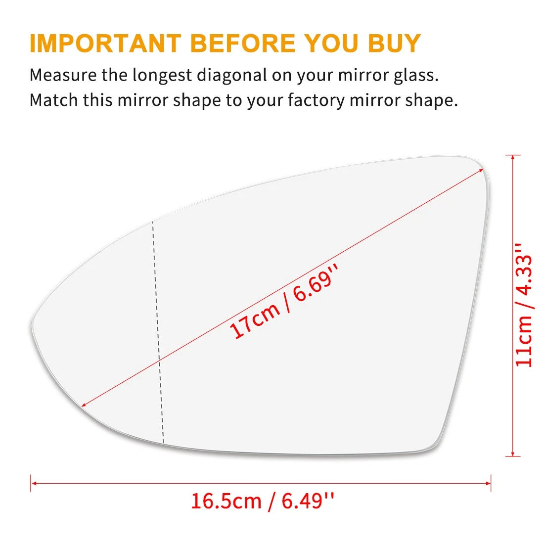 Heated Side Mirror Glass with Backing Plate for Volkswagen Golf (2015–2020)