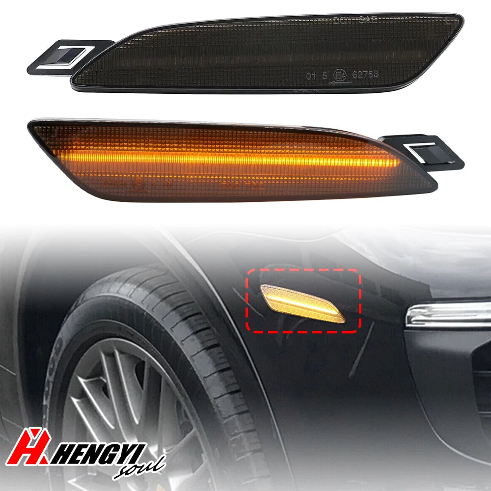 2X Smoked LED Amber Front Side Marker Light for Cayenne 958 (2015–2018)