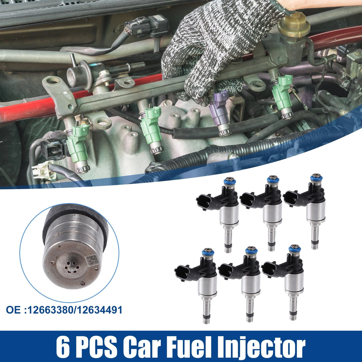 6pcs Fuel Injector Nozzle for GMC Acadia 3.6L (2012–2016) 12663380