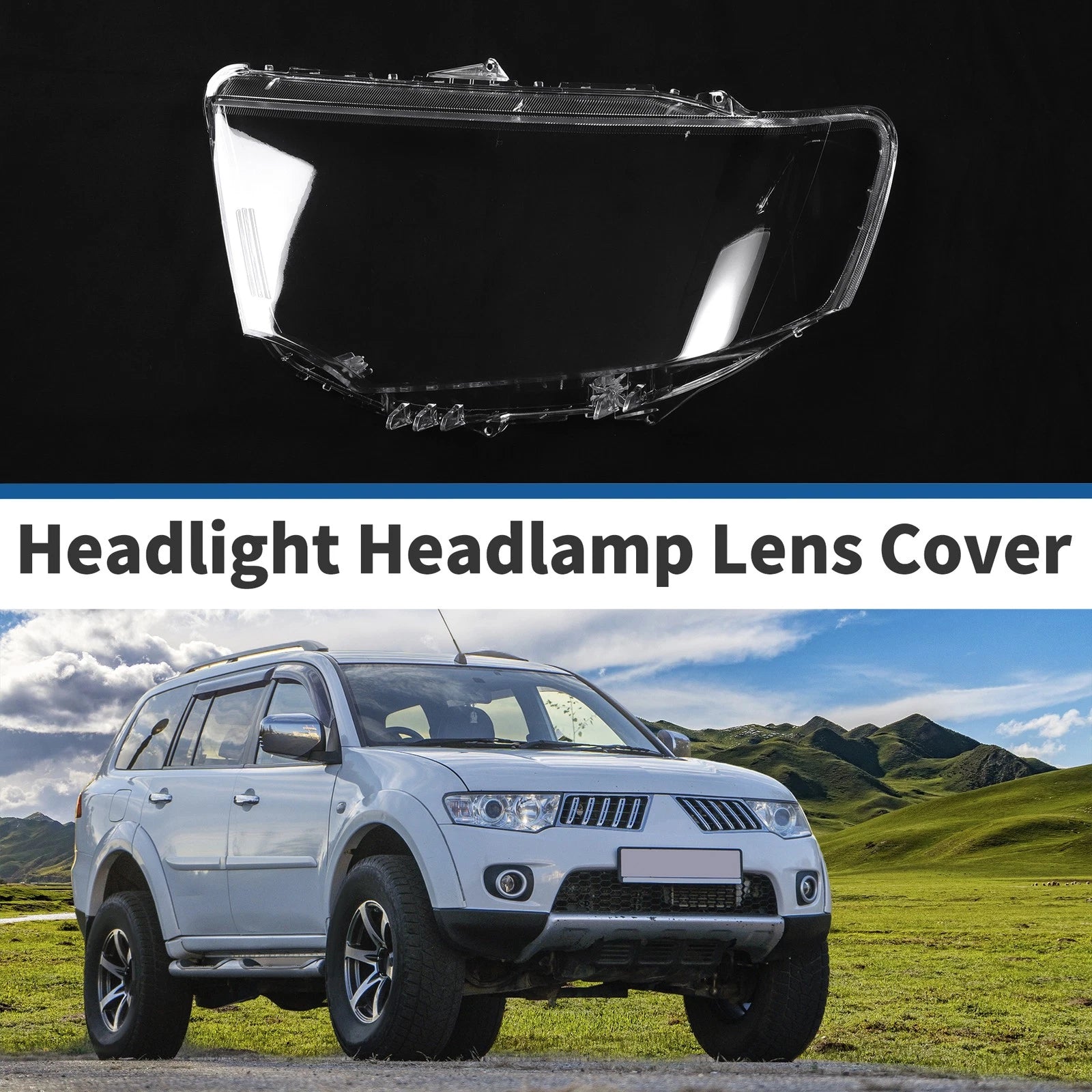 Front Left Headlight Lens Cover Replacement for Mitsubishi Pajero Sport (2013–2015)