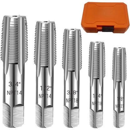 5 Pc Carbon Steel NPT Pipe Tap Set 1/8 to 3/4 Inch