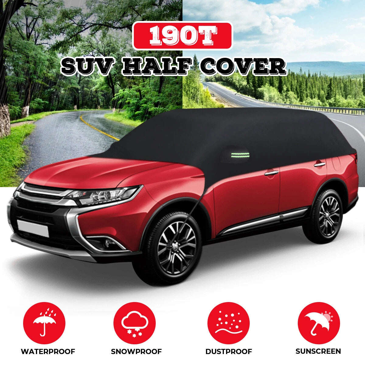 2X 66" Universal SUV Half-body Cover for Outdoor Waterproof Rain Snow Sun Dust