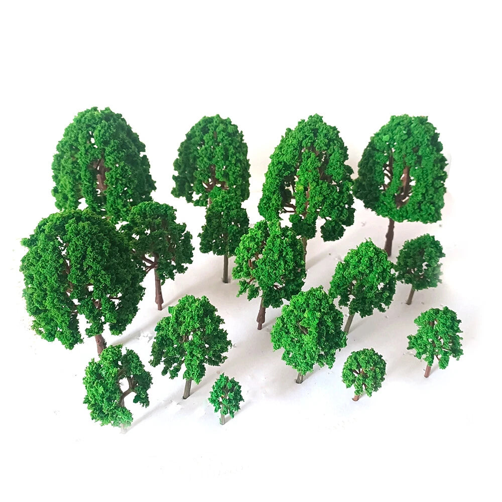 32x Mixed Model Trees for Railroad Train Diorama Landscape Scene