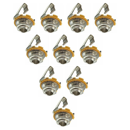 10 Pcs Mono 1/4" Socket Jack Connector for Guitar Panel Mount