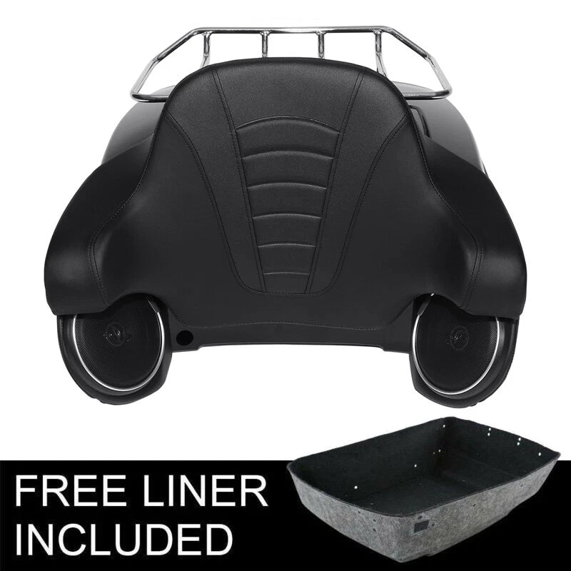 Matte Black Trunk Rack Backrest Speakers for Harley Road Glide (2014–2026)