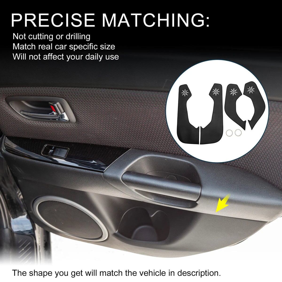 Car Door Anti Kick Pad Leather Sticker for Audi Q4 2023–2024 Black Set