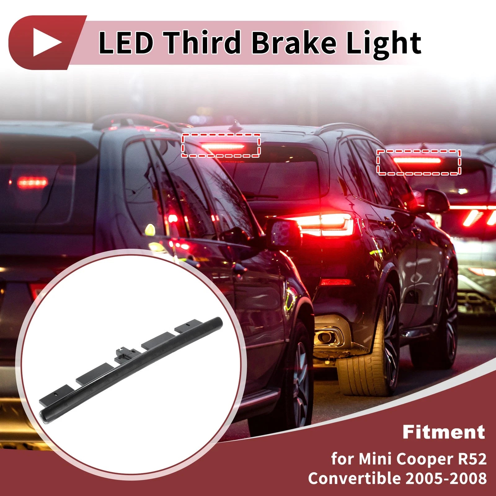 LED Third Brake Light for Mini Cooper R52 (2005–2008) 63256961016 Black
