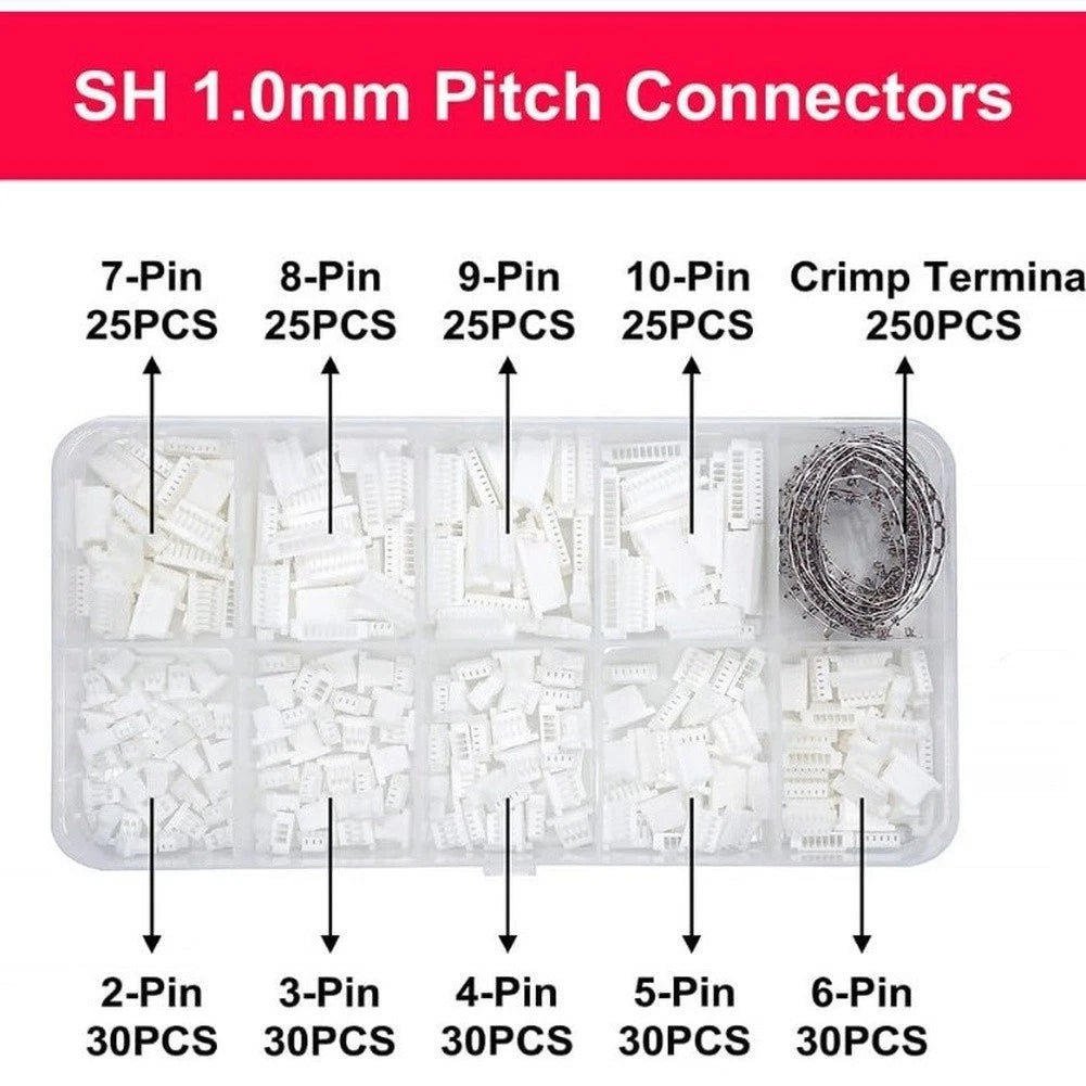 SH1 0mm Pitch Connectors 2P to 10P with 250 Crimp Terminals Kit