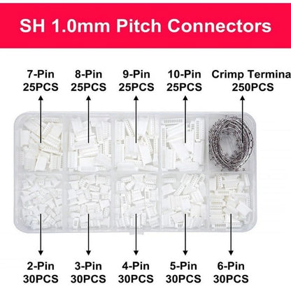 SH1 0mm Pitch Connectors 2P to 10P with 250 Crimp Terminals Kit