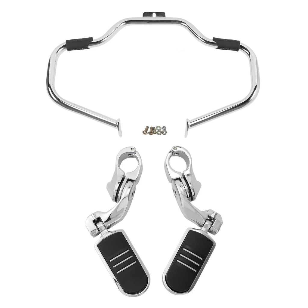 Mustache Engine Guard Crash Bar & Footpegs for Harley Softail (2000–2017)