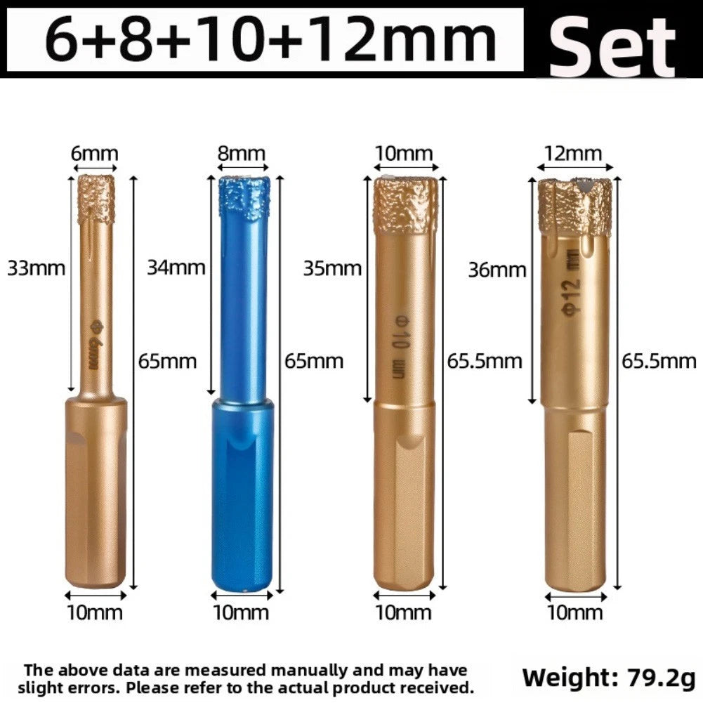 4 Piece Diamond Drill Bit Set for Hard Tiles Granite Concrete