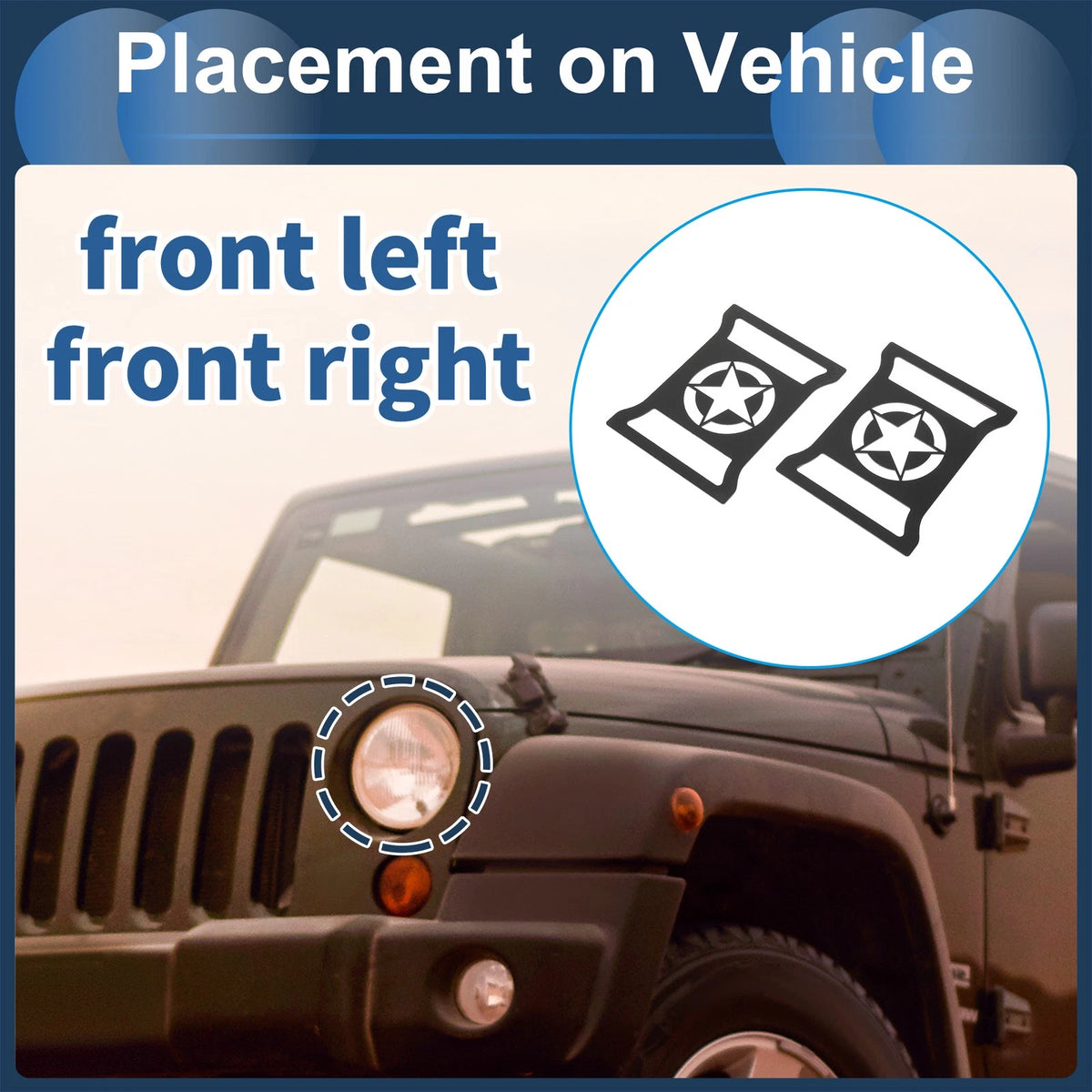 1 Pair Headlight Trim Bezel for Jeep Wrangler (2011–2018) Black