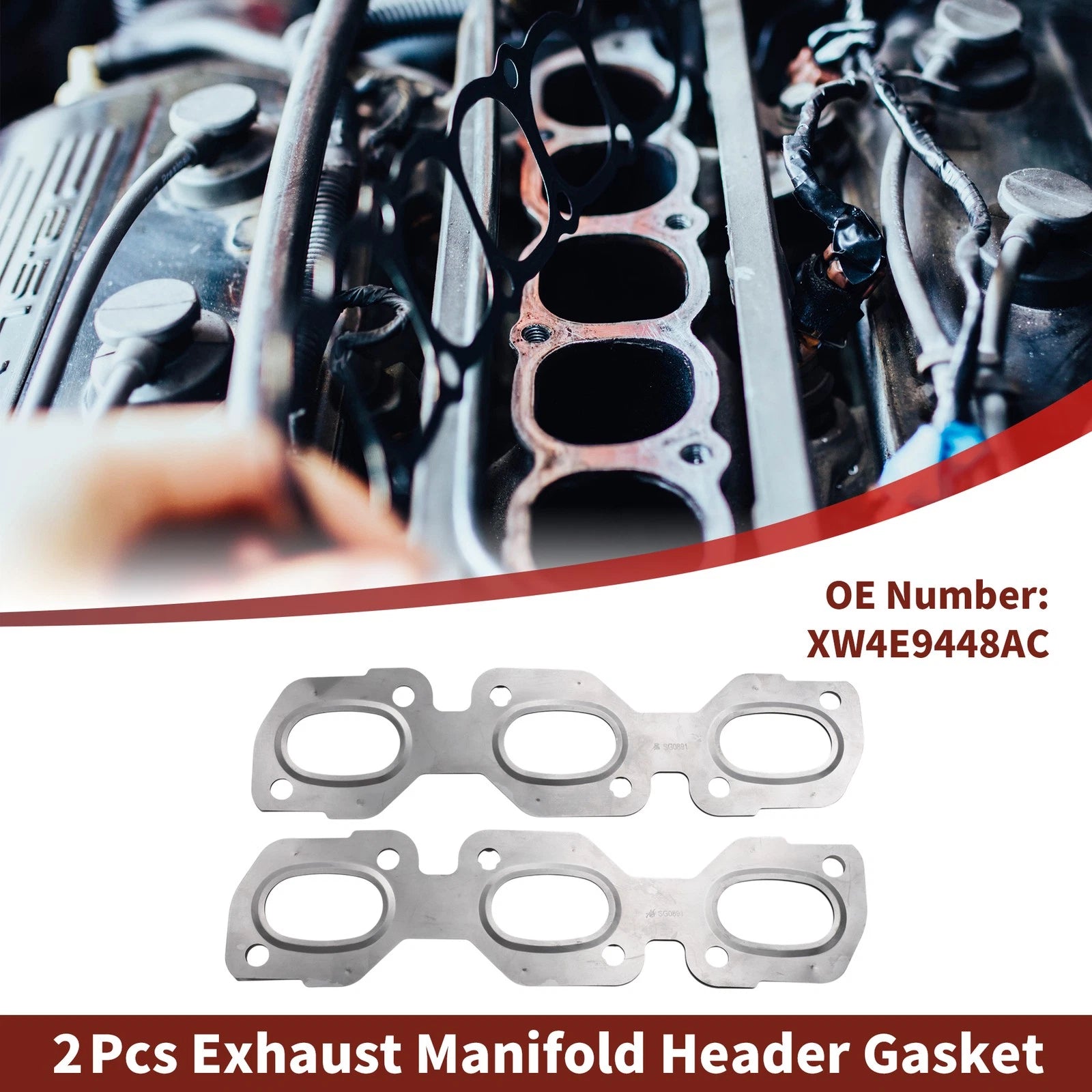 2X Exhaust Manifold Header Gasket for Ford Fusion (2006–2012) No.XW4E9448AC