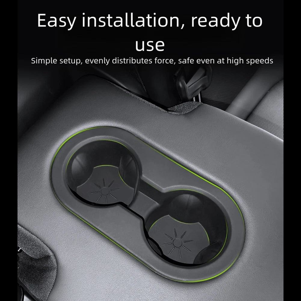 Rear Silicone Cup Holder Mat for Tesla Model Y (2025) Anti Skid Black