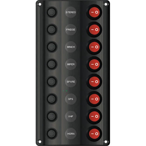 8 Switch Panel LED with Circuit Breakers for Boat Caravan Marine (IP65)