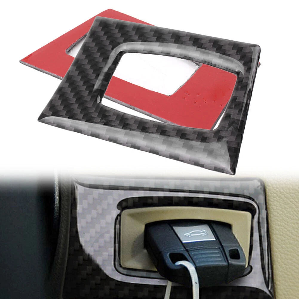 Carbon Fiber Switch Buttons Decor Frame Cover Trim for BMW E90 E92 E93 (2007–2013)