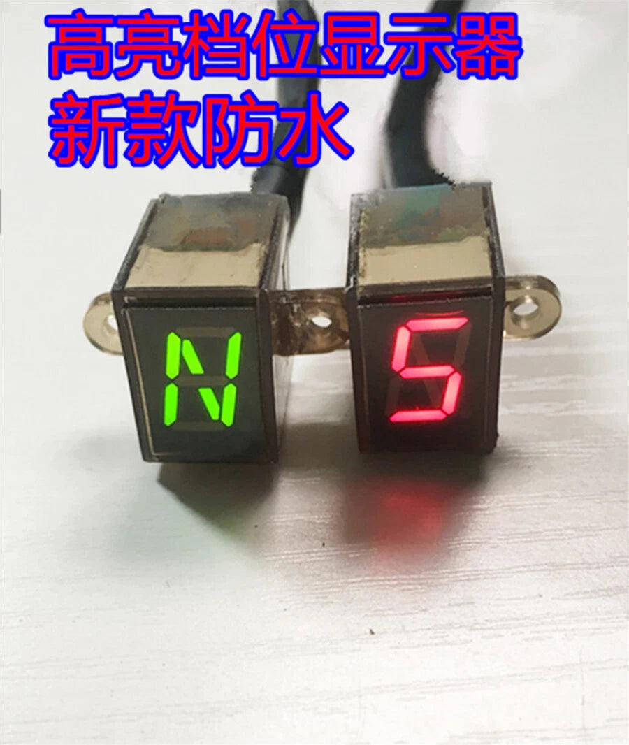 Digital Motorcycle Gear Display Indicator Red LED N - 6 Speed Shift Lever Gauge