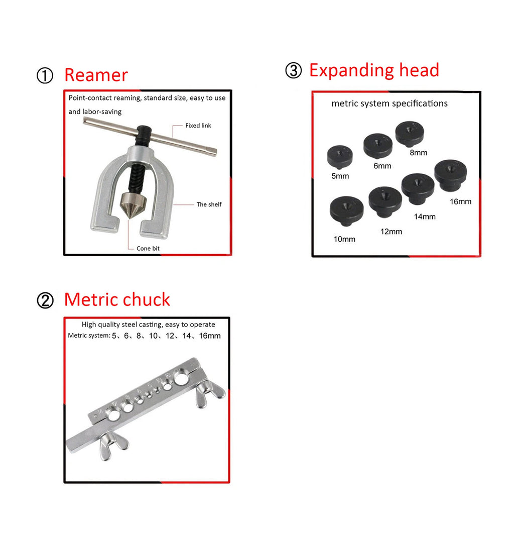 Flaring Tool Kit with 7 Dies for Brake Line (Double & Single Flare)