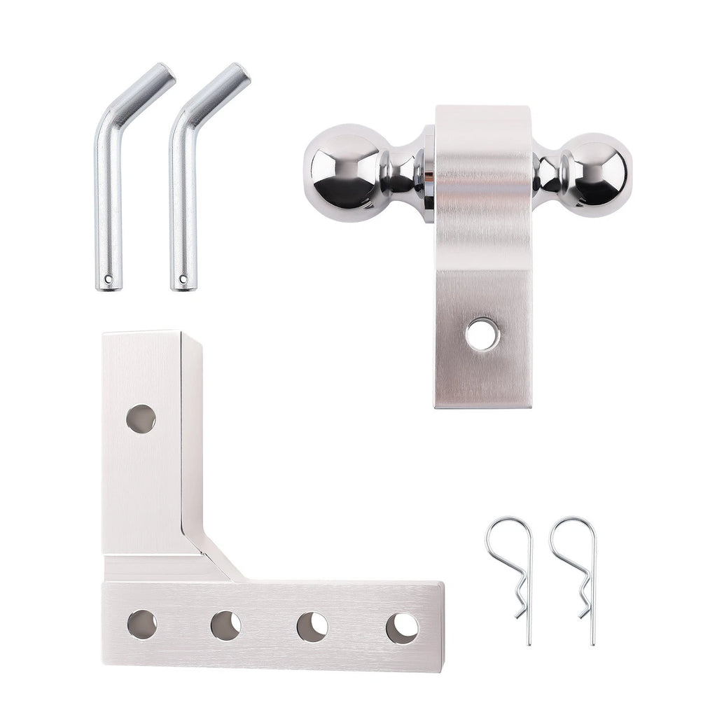 6" Adjustable Trailer Raise Drop with Double Hitch Ball Mount Receiver